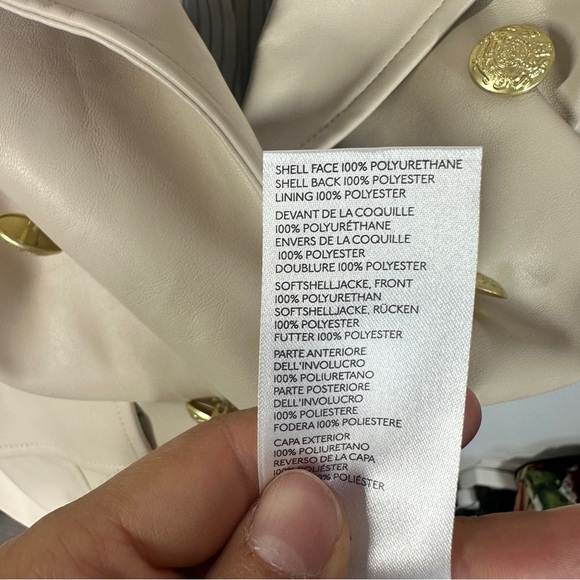 NWT Anthropologie Faux Leather Cream Blazer AS IS sz XL - Picture 7 of 8